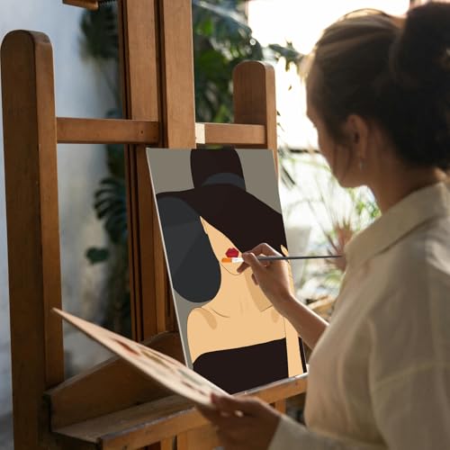 Cholemy 36 Pcs Paint and Sip Kit Gift for Adults 8''x10'',Modern Woman | Pre Drawn Canvas, Painting DIY Afro Acrylic Painting Kit, Wood Easel Brushes, Date Night Bulk, Summer Halloween Party - style: Modern Woman