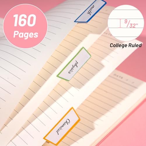 Yoment Spiral Notebook College Ruled A5 Pink Notebook Journal 160 Pages | 100 GSM Thick Paper Plastic Hardcover Spiral Notebook 5x7 Wire Bound Notebooks for Work School Office Supplies, Pink - color: Pink, style: C - Line - A5