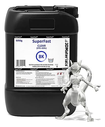 SuperFast 8K 3D Printer Resin Water Washable, 0.5 sec Print (5000g, Clear) - color: Clear, size: 5000g