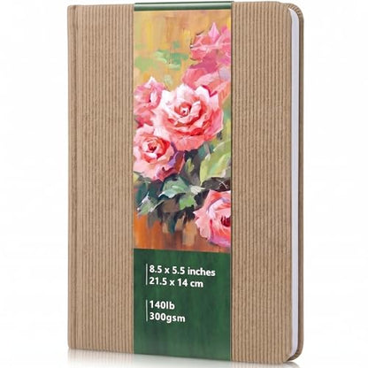 Dispowreath Suede Watercolor Sketchbook 24 Sheets 140lb Khaki - color: Khaki, style: Suede