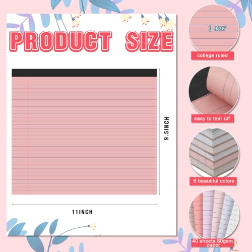 6 Pcs 11" x 9.5" Legal Pads College Ruled Notepad Landscape Notebook Horizontal Lined Notebook 80 Gsm Assorted Colors Paper Pastel Writing Pads for School Office, 40 Sheet (Morandi Colors) - color: Morandi Colors