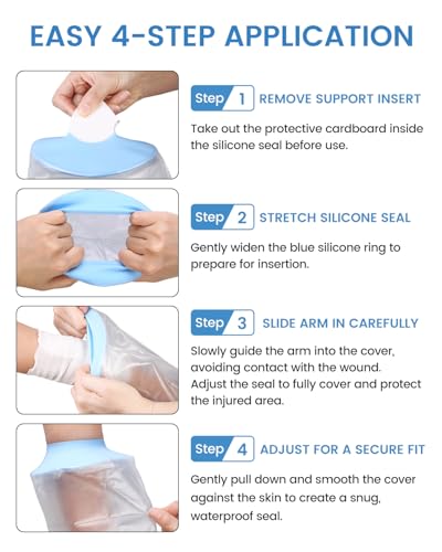 Waterproof Cast Cover for Shower Arm Kids, Light Blue, Hand - color: Light Blue, size: Hand (11" Length)