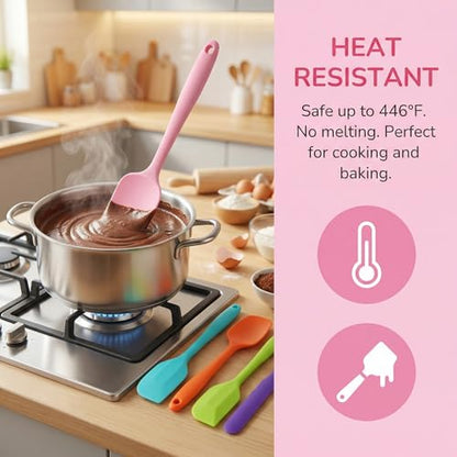5 Pcs Silicone Spatula,Food Grade Rubber Spatula, Spatulas Silicone Heat Resistant, Used for Baking, Cooking, non Stick, Dishwasher Safe, BPA Free