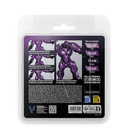 Vallejo - Amethyst Purple Set, True Metallic Metal, 4 Bottles x 0.6 fl.oz. - color: Amethyst Purple