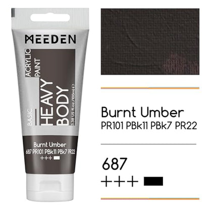 MEEDEN Acrylic Paint Burnt Umber: 100ml/3.38oz x 2 with Titanium White - color: Burnt Umber, size: 2 Tubes