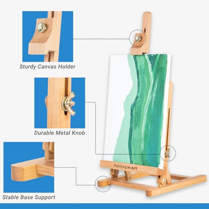 Falling in Art Basic H-Frame Tabletop Easel, Holding Canvas up to 24" High | Adjustable Beechwood Desktop Easel, Portable Painting Easel Stand for Beginners and Artists - style: 31'' H