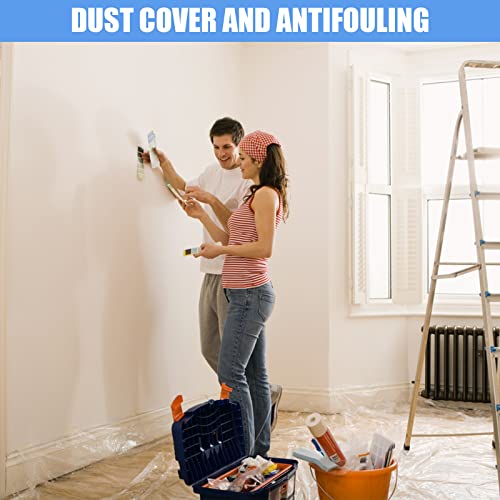 5 Pieces Plastic Drop Sheets for Painting, Waterproof and Dust-Proof Clear Cloth for Furniture Cover, 9x12 Feet Tarps - size: 5 Pieces