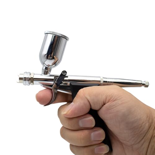 Uouteo Airbrush Kit, Double Action Trigger Airbrush Gun with 0.3mm Fan Spray Cap/Needles/Nozzles, 15 CC Cup, Air Brush Guns for Painting - color: 217B 0.3mm Airbrush Kit