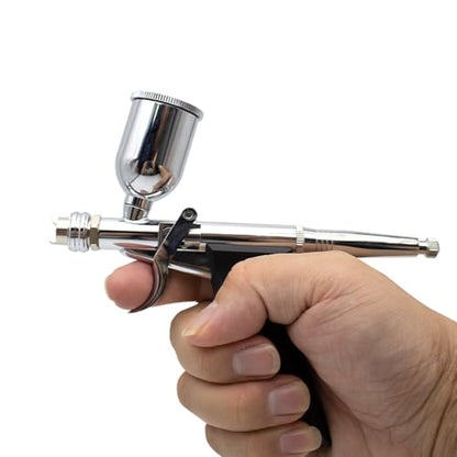 Uouteo Airbrush Kit, Double Action Trigger Airbrush Gun with 0.5mm Fan Spray Cap/Needles/Nozzles, 15 CC Cup, Air Brush Guns for Painting - color: 217B 0.5mm Airbrush Kit