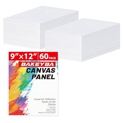 Canvas Boards 60 Pack, 9x12 Inch Painting Canvas Panels White - size: 9"x12" - 60pcs