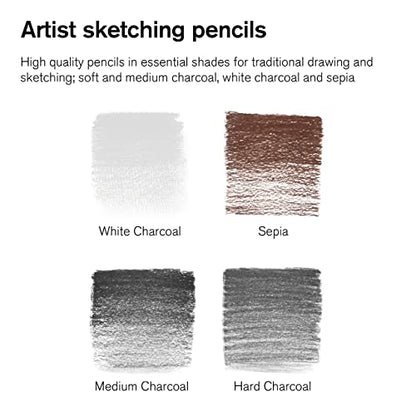 Winsor & Newton Studio Collection, Sketching Pencils, Set of 5 | Soft, Thick Core pencils, Varied Hardness, Soft Smooth Texture, Easy Blending, Stylish Metal Tin Included, High Quality Lead - style: 5 Sketching Pencils