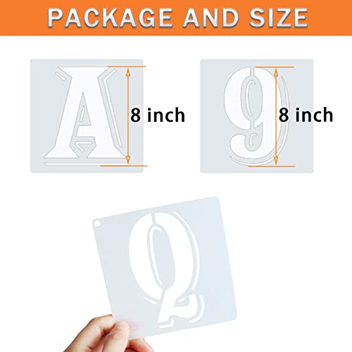 8 Inch Letter Stencils Symbol Numbers Craft Stencils, 42 Pcs Reusable Plastic Alphabet Templates for Painting on Wood, Wall, Fabric, Rock, Glass, Signage, DIY Art Projects (8 Inch) - size: 8 Inch
