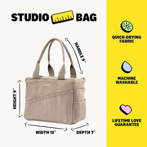 Soolla Studio Bag: Art Supply Storage Organizer & Pottery Tool Bag, Washable Tote, Yarn Bag, Crochet, 30 Pockets, 15+ Colors - color: Graphite