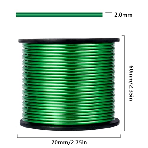 95FT 14 Gauge Bendable Green Aluminum Craft Wire for Jewelry Making Craft | 2mm Thick Soft Metal Sculpting Aluminum Armature Wire Roll Bulk for DIY Craft - color: Green, size: 14 Gauge