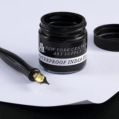 New York Central® India Ink 32oz Bottle - Make an Impact with Matte Black India Ink, Perfect for Artists, Calligraphy, Illustrations, & More - size: 32 Fl Oz