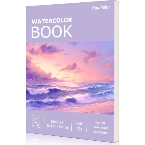 Hapikalor 9"x12" Watercolor Paper, 140lb/300gsm Water Color Paper, Purple | Artist Painting Drawing Paper Book, Art Supplies for Adults Kids, Watercolors, Watercolor Paint Set, Sketchbook, Journal - color: Purple, size: 9" x 12" Pad