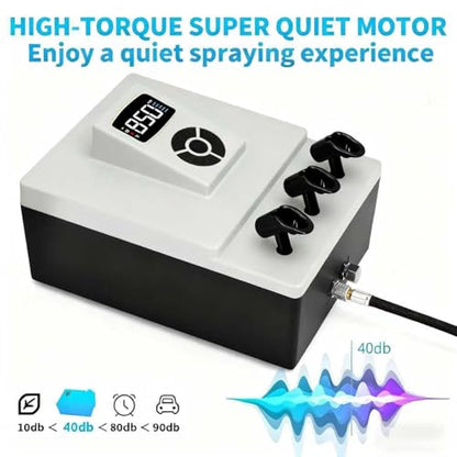 85 PSI Digital Airbrush Compressor - Professional Tankless Air Brush Compressor Only, Dual-Port Quiet 45dB High Pressure Pump with Auto-Stop for Model Painting, Cake, Nail Art (No Gun Included) - size: 85 PSI