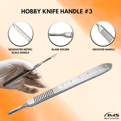 Precision Craft Knife Kit Includes 100 Carbon Steel Blades #10R, Handle No 3, Blade Remover Box & Self Locking Clamps All-in-One Hobby Knife Set for Model Making, DIY Projects, Home and Studio Use