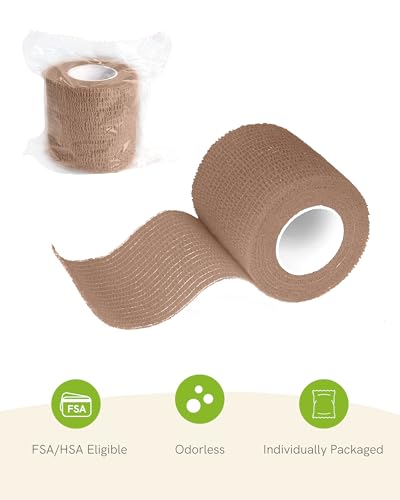 FriCARE Self Adhesive Bandage Wrap, Medical Tape in First Aid Kit | Elastic Cohesive Bandages for Sports/Vet/Wrist Ankle Wounds, 2 Inches X 5 Yards, Latex-free 6 Rolls, Ocean Depth - color: Ocean Depth