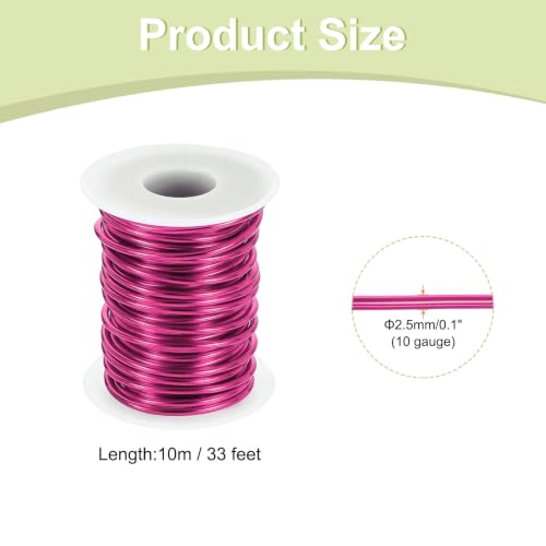 HARFINGTON 10 Gauge Aluminum Craft Wire 2.5mm 33ft Flexible Bendable Anodized Metal Jewelry Sculpting Wire for Jewelry Making Modelling Craft DIY, Dark Pink - color: Dark Pink, size: 33ft x 2.5mm