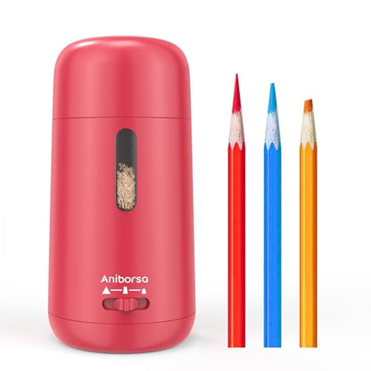 Rechargeable Electric Pencil Sharpener, Auto in & Out, Red | Adjustable Sharpness, Easy to Clean, Fast Sharpening, for 6-8mm Pencils Students, Teachers, Artist, Classroom, School, Office - color: Rose Red