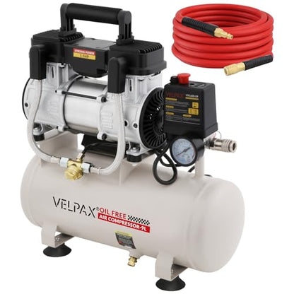 Ultra Quiet Air Compressor, Only 60dB, 2.4 Gallon Tank, Oil-Free, 110V/60Hz 1.5HP, 6.71CFM@115PSI, Air Compressor Perfect for Spray Painting, Auto Repair, Tire inflation, Woodwork nailing - size: 2.4 Gallon