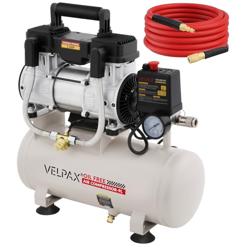 Ultra Quiet Air Compressor, Only 60dB, 2.4 Gallon Tank, Oil-Free, 110V/60Hz 1.5HP, 6.71CFM@115PSI, Air Compressor Perfect for Spray Painting, Auto Repair, Tire inflation, Woodwork nailing - size: 2.4 Gallon