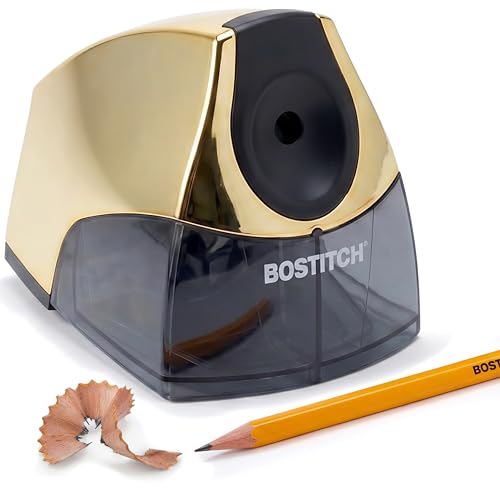 Bostitch Office Electric Pencil Sharpener for Classroom & Desk Use, Heavy-Duty Stall-Free Motor, High-Capacity Shavings Tray, Gold Chrome - color: Gold Chrome