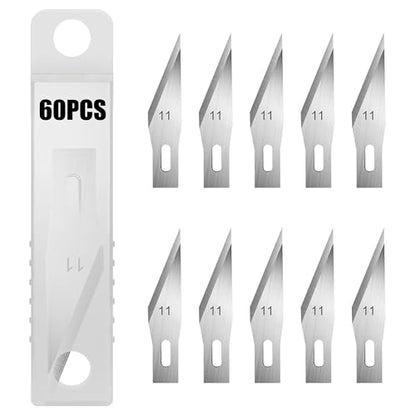 #11 Hobby Knife Blades(Pack of 60),Art Blades Cutting Tool with Storage Case for Craft, Hobby, Scrapbooking, Stencil - size: #11-60pcs