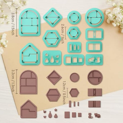 ORIGACH 13 Pcs Mini Bookshelf Polymer Clay Cutters Set | Book Vase Frame Design Clay Cutters for Polymer Clay Jewelry Earrings with a Clear Storage Box - style: Bookshelf