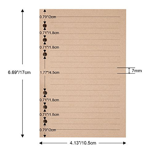 Refills Lined Paper, MALEDEN Refillable A6 Paper for 5x7 Journal Notebook Inserts 200 Lined Pages - color: Kraft, size: A6
