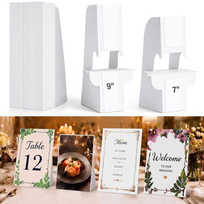 30 Pack Cardboard Easel Stand 9" & 7" Self Adhesive Cardboard Easel Back Display Stand for Table Top Photo Picture Poster Foam Board Painting Canvas Art Craft Retail Wedding Sign Holder - size: 7" & 9"