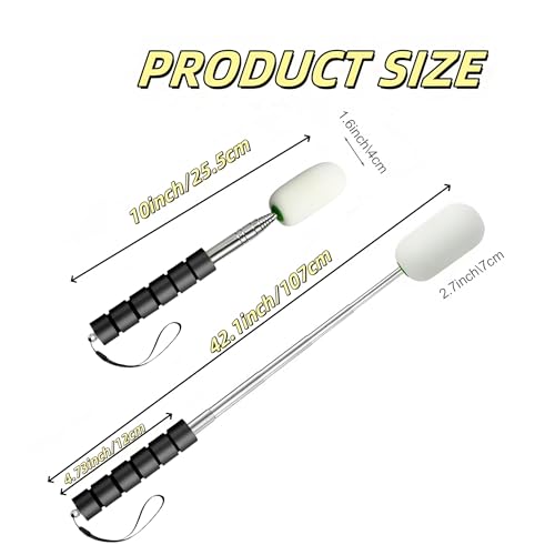 42" Sponge on a Stick for Pottery, 3 Detachable Sponge Heads, Telescoping Ceramic Tool for Removing Water & Shaping Tall/Narrow Vessels, Black Artist Pottery Tool (1 Stick) - color: 1 Black