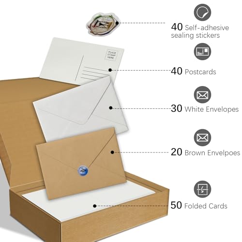 50 Pack Foldable Watercolor Cards with Envelopes 5"X7" - size: 5x7" Cards*50+4x6" Postcards*40