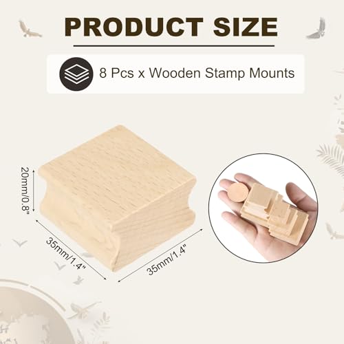PATIKIL 35x35mm Wooden Stamp Block, 8 Pcs Blank Rubber Stamp Mounts Wooden Rubber Beech Hard Wood Blocks for Making DIY Crafting, Wood Color - size: 35x35mm