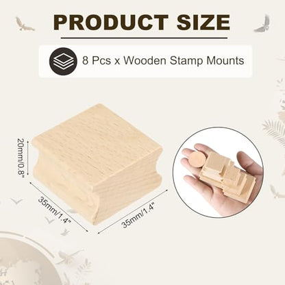 PATIKIL 35x35mm Wooden Stamp Block, 8 Pcs Blank Rubber Stamp Mounts Wooden Rubber Beech Hard Wood Blocks for Making DIY Crafting, Wood Color - size: 35x35mm