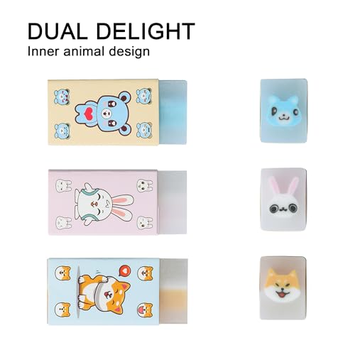 HILAZA 18Pcs Cute Animal Erasers for Kids Bulk, Kawaii Fun Pencil Jelly Erasers for School Classroom Supplies Prize Gifts Party Favors - style: ANIMAL