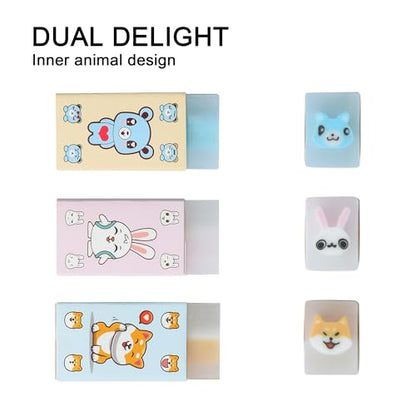 HILAZA 18Pcs Cute Animal Erasers for Kids Bulk, Kawaii Fun Pencil Jelly Erasers for School Classroom Supplies Prize Gifts Party Favors - style: ANIMAL