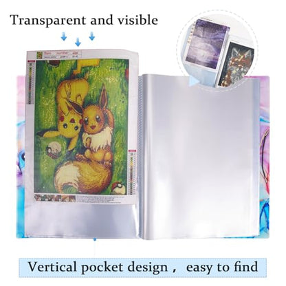 A3 Diamond Painting Storage Book,Marble Blue 60 Pages Art Portfolios Case - color: Marble Blue-60 Sleeves