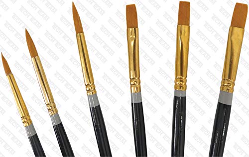 Nylon Artist Paint Brush Set for Acrylic & Watercolor 6-Piece Tech Team