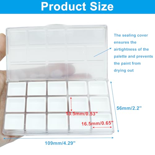 Piutouyar Portable Paint Palette Box for Watercolor, 15 Wells, Transparent