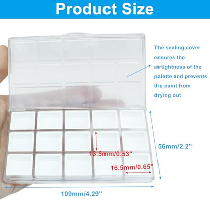 Piutouyar Portable Paint Palette Box for Watercolor, 15 Wells, Transparent