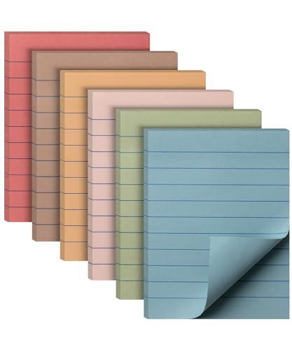 Mr. Pen- Lined Sticky Notes, 3" x 4", 6 Pads, 60 Sheets/Pad | Sticky Notes with Lines, Ruled Post Stickies, Memo Pads, Self-Stick Note Pad for Office, School, Home, Study - color: Vintage, size: 3 x 4 inches, 6 Pads