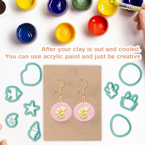 30pcs Sea Creature Shapes Polymer Clay Cutter Seahorse Shell Starfish Cutters for Jewelry Making DIY Marine Style Clay Tools - color: Sea Elements