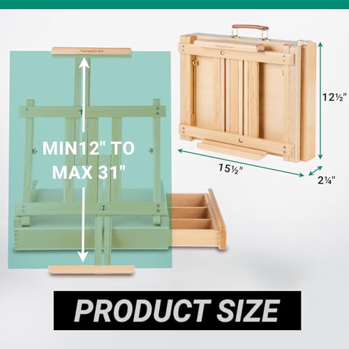 Falling in Art Adjustable Sketchbox Tabletop Easel with Storage Drawer