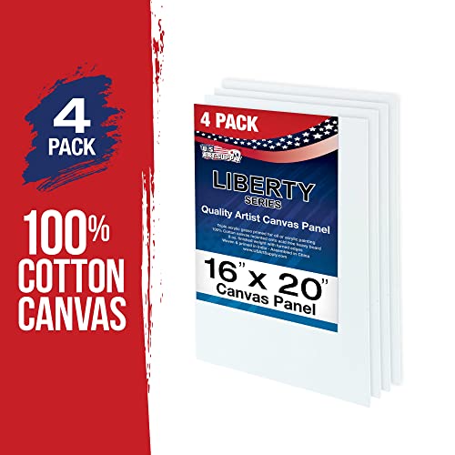 U.S. Art Supply 16 X 20 Inch Art Canvas Board Panels 4 Pack - 8 Ounce Heavyweight Cotton Acid Free Canvases for Painting Acrylics and Watercolor (1 Case of 4 Single Canvas Painting Panels) - size: 16" x 20"