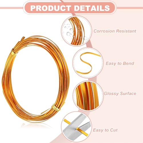 uxcell 18 Gauge Flat Aluminum Wire, 16.40 ft 3mm Wide Aluminum Crafts Wire for Flower Bonsai Crafts Carving DIY Bezel Sculpting Gem Metal Wrap, Golden Yellow - color: Golden Yellow, size: 3mm
