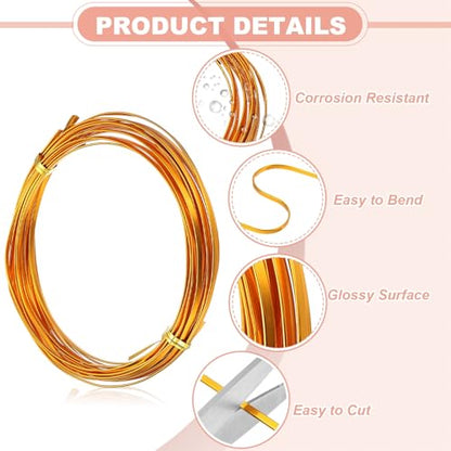 uxcell 18 Gauge Flat Aluminum Wire, 16.40 ft 3mm Wide Aluminum Crafts Wire for Flower Bonsai Crafts Carving DIY Bezel Sculpting Gem Metal Wrap, Golden Yellow - color: Golden Yellow, size: 3mm