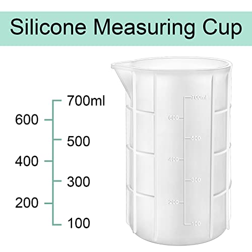 700ml Extra Large Silicone Mixing Cups for Epoxy Resin, 23 oz Measuring Cups, Casting Making Crafts, Acrylic Paint Pouring, Butter,Chocolate, Microwavable, Flexible Reusable Tool - size: X Large-700ml*1