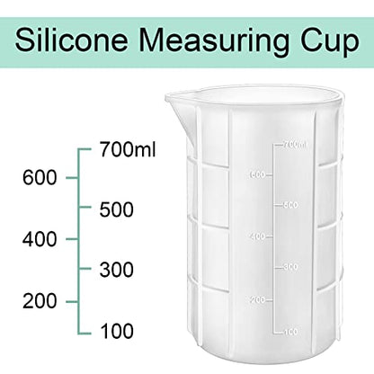 700ml Extra Large Silicone Mixing Cups for Epoxy Resin, 23 oz Measuring Cups, Casting Making Crafts, Acrylic Paint Pouring, Butter,Chocolate, Microwavable, Flexible Reusable Tool - size: X Large-700ml*1
